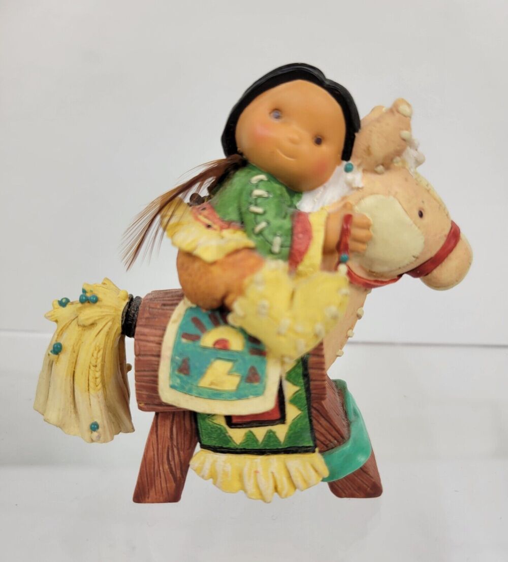 Friends Of A Feather "Ready Two Ride" Child on Wooden Hobby Horse 3" x 3"
